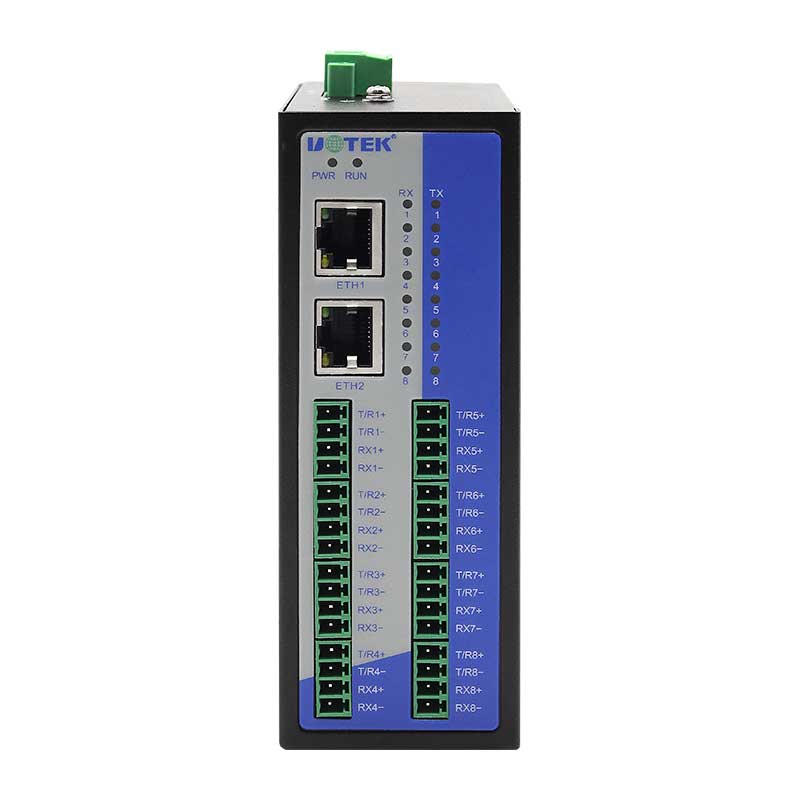 導軌式8口隔離型Modbus網關